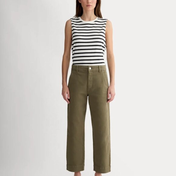 Everlane The Utility Straight-Leg Pant Kalamata Green Cotton Twill l Size 2 - Picture 1 of 12
